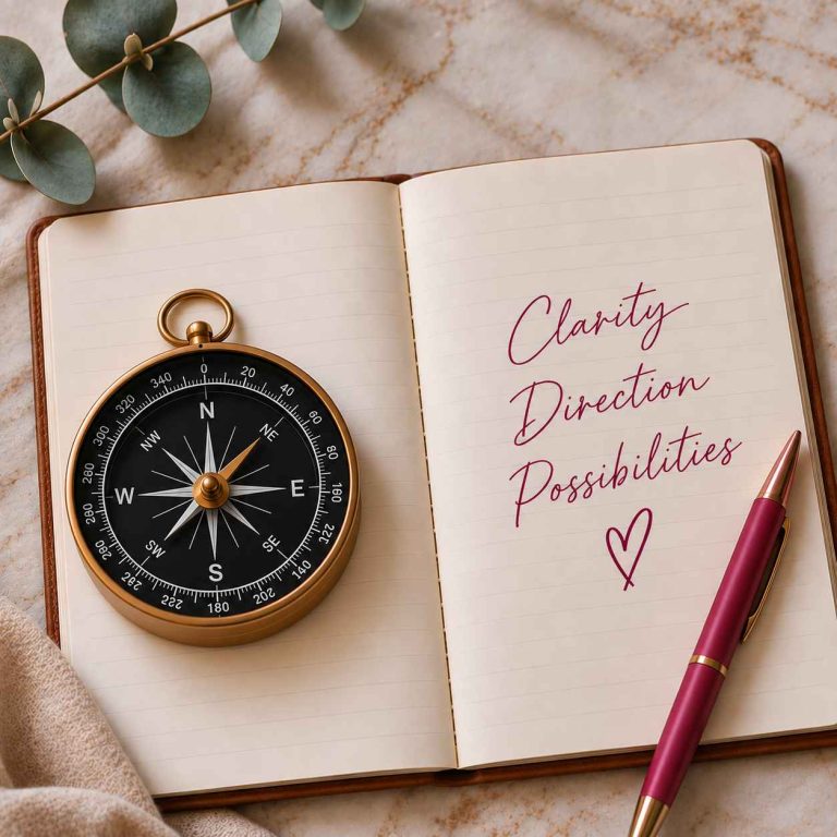 Compass and journal representing clarity and direction on the fertility journey